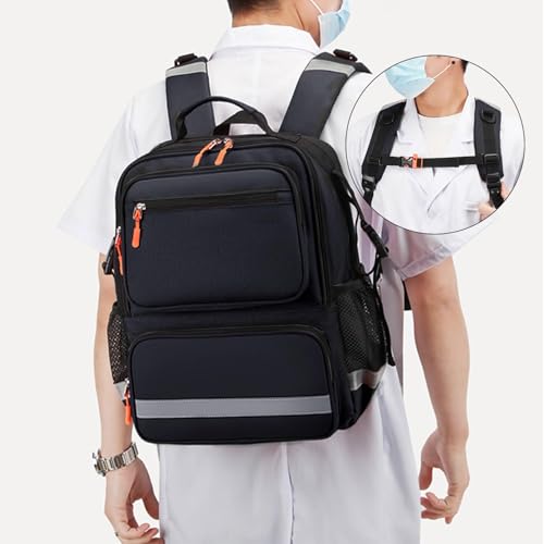 First Responder Bag Trauma Backpack Empty,Medical Emergency Kits Storage Jump Bag Pack for EMT, EMS, Police, Firefighters, Safety Officers - color: Black