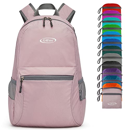 G4Free 20L Lightweight Packable Backpack Travel Hiking Daypack Foldable Backpack for Men Women - color: Pink