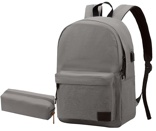 SUPACOOL Casual Laptop Backpack for Men and Women, Backpack for College, USB Charging Port, Lightweight Back Pack - color: Gray, size: 20L