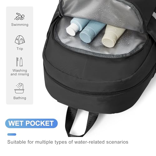 coofay Gym Backpack For Women, Gym Bag with Shoe Compartment - color: A-black, size: Small