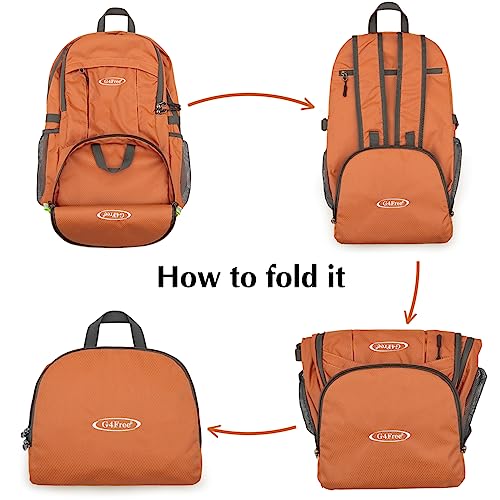G4Free 40L Lightweight Packable Hiking Backpack, Waterproof Travel Daypack - color: Orange