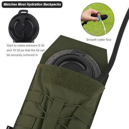 PETAC GEAR 1.5L / 3L Tactical Hydration Pack，Molle Carrier Pouch for 50 oz /100 oz Hydration Bladder Daypack Water Backpack. - color: RG, size: 1.5L combination set