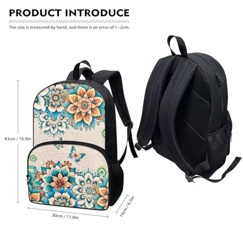 Talayituse Boho Mandala Butterfly Print Backpack for Kids Girls, Large Capacity School Backpack Bookbag Lightweight Casual Daypack with Adjustable Shoulder Strap for Travel Hiking School - color: Boho Mandala Butterfly