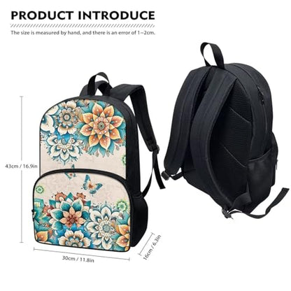 Talayituse Boho Mandala Butterfly Print Backpack for Kids Girls, Large Capacity School Backpack Bookbag Lightweight Casual Daypack with Adjustable Shoulder Strap for Travel Hiking School - color: Boho Mandala Butterfly