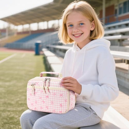 LEDAOU Lunch Box Kids Insulated Lunch Bag Girls Toddler Reusable Lunchbox for School Picnic Hiking (Bowknot-Pink) - color: Bowknot-Pink
