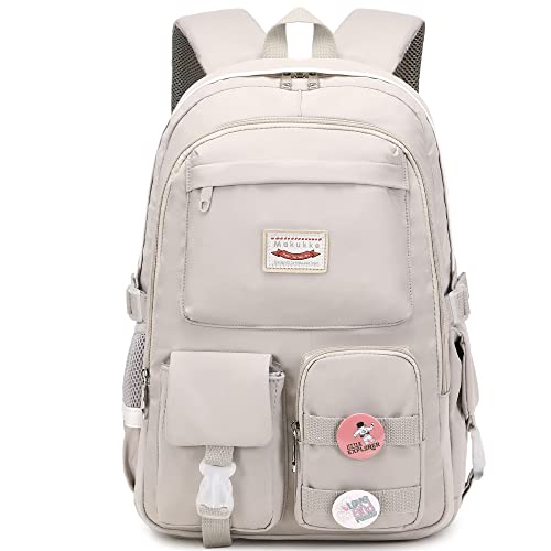 Makukke School Backpacks for Teen Girls - Laptop Backpacks 15.6 Inch College Cute Bookbag Anti Theft Women Casual Daypack,Gray - color: Grey
