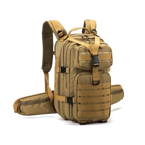 Camo hunting backpack，small tactical backpack, military backpack for men， camping backpack, 3-day bag(Khaki) - color: Mud Color