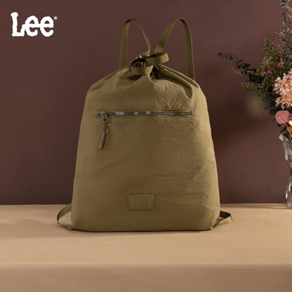 Lee Drawstring Backpack Bag Lightweight Small Gym Swim Beach Bag Water Resistant Sports Sackpack for Men Women, -LEE48-002DKH - color: Dark Khaki
