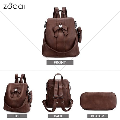 ZOCAI Backpack Purse for Women Fashion Backpack Purses PU Leather Daypacks Anti-Theft Shoulder Bag Satchel Purse - color: Brown