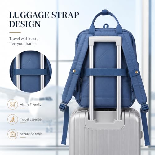Travel Backpack for Women & Men, Laptop Backpack Fits 15.6 Inch Laptop, Water-Resistant Durable Computer Bag for Work, College & Daily Commute (Blue) - color: Blue