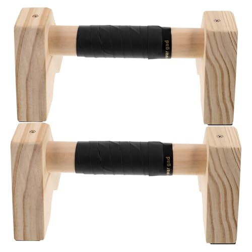 Wooden Push up Stands Parallettes Push up Bars with Non-slip Base Beech Wood Handstand Trainer Calisthenics Equipment for Men Home Gym Strength Training