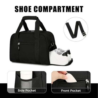 Searock 14 inch Small Gym Bag with Shoe Compartment - color: Black, size: 14 x 8 x 10″ (Small)