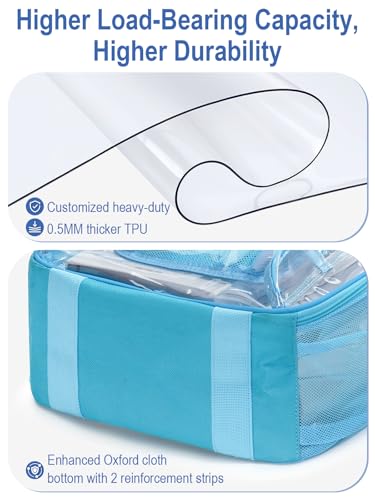 Heavy Duty Clear Backpack For Kids Women Men Boys Girls, 17 Inch Large See Through Backpack, 360° 3M Reflective Strips Clear Bookbag, Transparent Bag For School College Sport Travel, Light Blue - color: 1# Light Blue