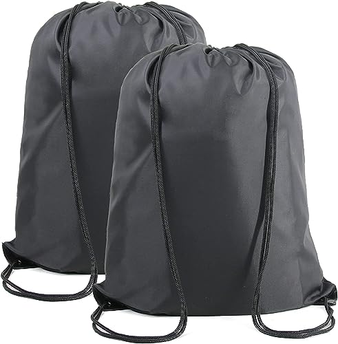 BeeGreen Black Drawstring Backpack Bags Bulk 2 Pack X-Large 22.4" L x 17.5" W Sports Cinch Sack Gym String Bags Machine Washable Heavy Duty String Backpack for Men Women - color: Black