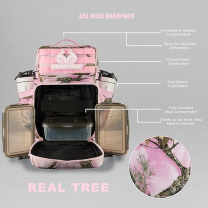 WOLFpak 35L Meal Prep Management Backpack (Realtree APX Flushing Pink) | Easily Store & Organize Food Storage Containers w/Built-In Lunch Box, Cooler, Travel, Insulated Bag - color: Realtree Apx Flushing Pink