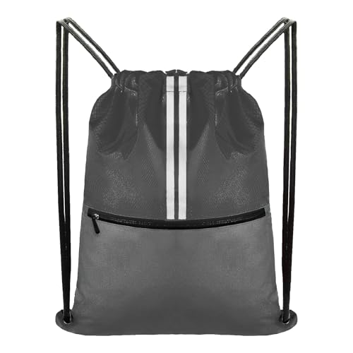 Drawstring Backpack Large Sports Draw String Bag for Men and Women (Urban Gray) - color: Two Tone Urban Gray