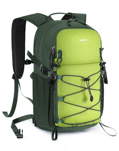 ECOHUB Small Hiking Backpack for Men Women, 20L Lightweight Travel Backpacks Water Resistant Camping Cycling Hiking Daypack - color: Green
