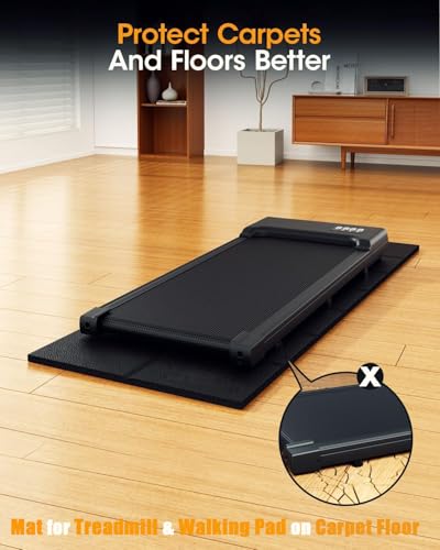 Treadmill Walking Pad Mat for Carpet, for Hardwood Floors, 68"x24", Mat for Under Treadmill/Walking pad/Bike on Carpet, 1/5" Thick Exercise Equipment Mat, No Slip, Noise Shock Absorption - size: 68.1"L x 24"W x 0.2"Th