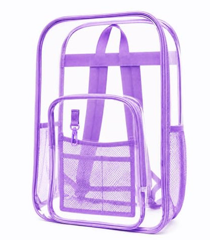 Winterlace Clear Backpack Stadium Approved Heavy Duty PVC Waterproof Transparent Backpack Travel, Concerts, Festivals, Work (Purple) - color: Purple