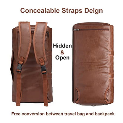 seyfocnia Convertible Travel Garment Bag,Carry on Garment Duffel Bag for Men Women - 2 in 1 Hanging Suitcase Suit Business Travel Bag - color: Brown-Backpack