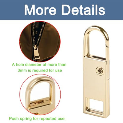 BagHeiyy 8 Pcs Zipper Pull Replacement – Easy to Install Spring-Loaded Metal Zipper Pulls, No Tools Required – Hook-Style for Jackets, Backpacks, Suitcases, and More - style: Large 1.4 inches*8 pcs.