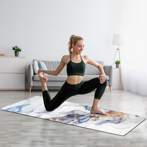 FOLAI Extra Thick Yoga Mat 6mm，pilates mat thick - Non-Slip Exercise Mat for HIIT, Pilates & Home Workouts & Workout with Free Carry Strap - color: ink