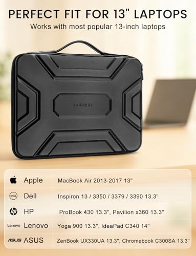 DOMISO 13 inch Laptop Sleeve with Handle, Shockproof & Waterproof EVA Protective Laptop case, Laptop Sleeves for 13-13.3-inch Laptops / 13.3-inch HP, Dell, ASUS, Lenovo Laptops, Black - color: Black, size: 13 inch