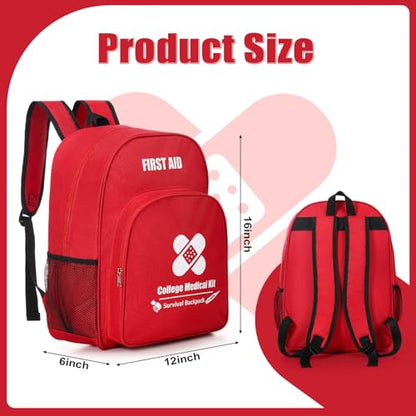 Tallew First Aid Bag Empty College Emergency Backpack Medical Kit Bag Waterproof Polyester First Responder Backpack for College Travel Trips, Camping, Dorm Use