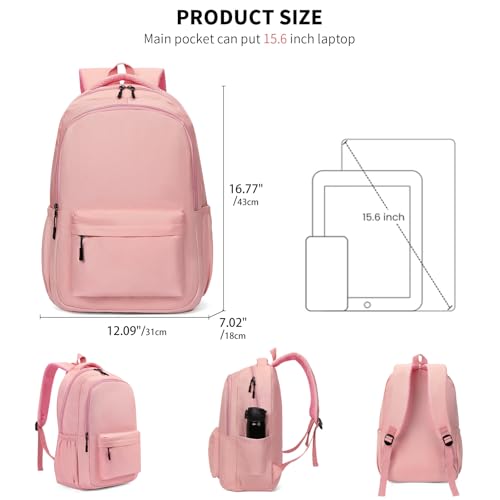 GAEKEAO Everyday Backpack for Women Men, Lightweight Casual Bookbag Travel Backpack for Work College Commute Pink - color: C04 Pink