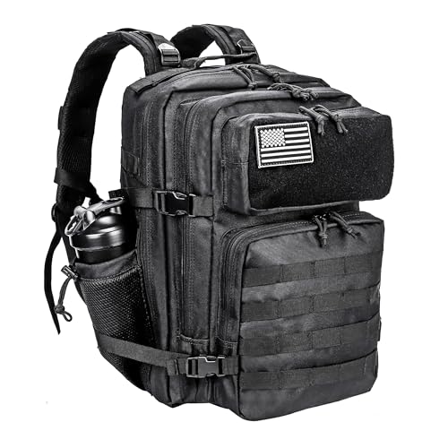 LHI Military Tactical Backpack for Men and Women 45L Army 3 Days Assault Pack Bag Large Rucksack with Molle System - color: 3.1 B1ack