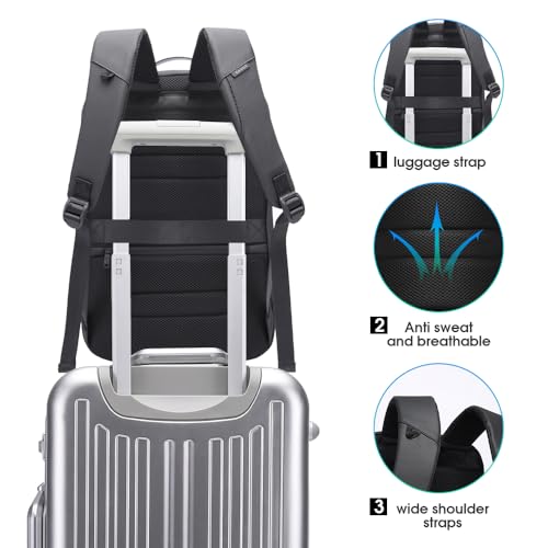 BANGE Business Backpack with USB Charging Port, Anti Theft Laptop Backpacks Fit for 15.6 INCH,Men Travel Backpack with Water Bottle Holder for Men and Women - color: Green