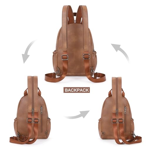 CLUCI Sling Bag for Women Leather Women's Backpack Small Convertible Backpack Purse Crossbody Bag for Travel - color: 0-3 Brown