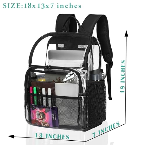 Clear Backpacks for School,18'' Large Clear Backpack Heavy Duty Clear Backpack See Through Backpack Clear Bookbag for Student,School,Work,Travel,Red - color: Red