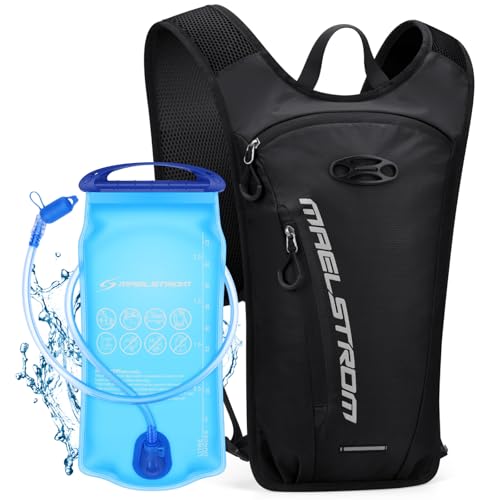 Maelstrom Hydration Backpack, Hiking Backpack with 2L Water Bladder, Running Hydration Vest for Cycling Hiking Rave for Men Women - color: Black