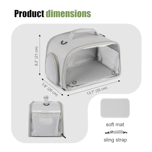 WEVONIGU Expandable Small Animal Backpack Carrier with Clear Bubble Window Large Space Travel Cage for Hedgehog Rat Parrot,Bearded Dragon,Sugar Glider,Airline Approved (Grey, Carrier) - color: Grey, size: Carrier