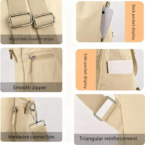 Convertible Nylon Backpack, Casual Lightweight Daypack Shoulder Bag, Multi-Way Carrying Design