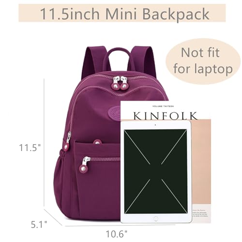 Tanweibago Mini Nylon Women Backpacks,11L Small Ladies backpacks Casual Lightweight Women Shopping Travel Daypack (Purple) - color: Purple