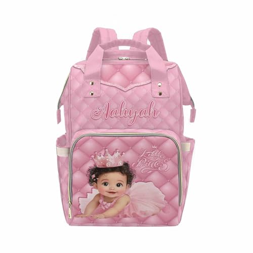 Newcos Custom Baby Girls Diaper Bag Backpack for Mom, Personalized Pink Mommy Diapers Nursing Bag with Name Water Bottle Customized Diaper Bag for Girls Daypack Travel Bag for Women Men Travel - color: Patten 23