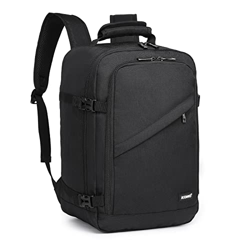 Kono Carry on Backpack, 16" Airplane Approved Under Seat Travel Backpack for Men and Women, Waterproof Lightweight Daypack for Flight 20L (Black, Small) - color: Black, size: 16-inch 20L