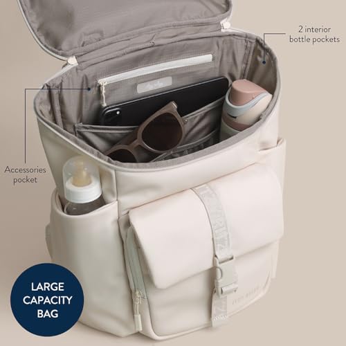 Itzy Ritzy Belong Bucket Backpack – Lightweight Diaper Bag Backpack Featuring 16 Pockets, Bucket Top Opening, Stroller Straps & Changing Pad – Organized and Stylish Everyday Family Backpack (Cream) - color: Bone