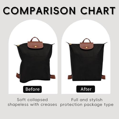 Nylon Longchamp Backpack Organizer Insert - Custom Fit for Longchamp Le Pliage M Backpack, Premium Water-Resistant with 4 Compartments, Lightweight, Shape Retention for Backpack (Black,BP) - color: Black