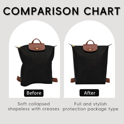 Nylon Longchamp Backpack Organizer Insert - Custom Fit for Longchamp Le Pliage M Backpack, Premium Water-Resistant with 4 Compartments, Lightweight, Shape Retention for Backpack (Black,BP) - color: Black