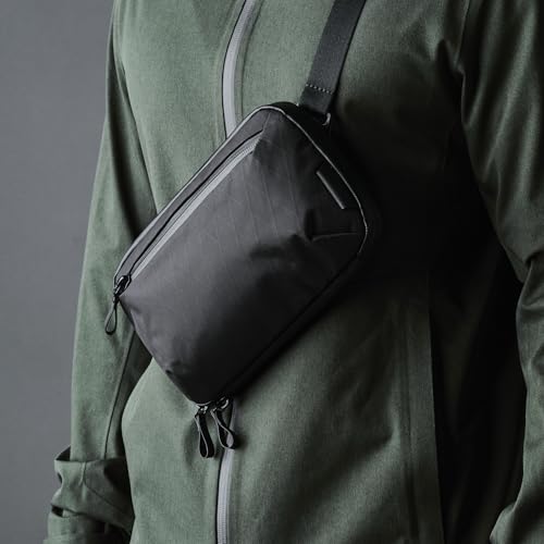 ALPAKA Elements Tech Case Mini - Compact Electronics Organizer, Small Cable Bag for Chargers and Earbuds, Phone Pouch, Travel Accessory Case, Crossbody Sling, Black X-Pac VX42