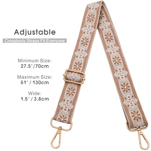 Replacement Purse Strap Shoulder Strap Adjustable Crossbody Strap for Women Crossbody Wide Shoulder Bag - color: Camel Star-gold Metal