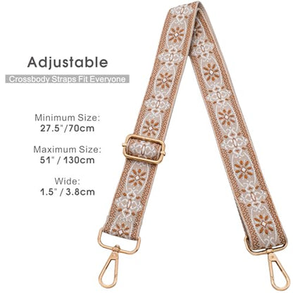 Replacement Purse Strap Shoulder Strap Adjustable Crossbody Strap for Women Crossbody Wide Shoulder Bag - color: Camel Star-gold Metal