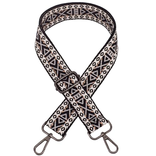 Replacement Purse Strap Shoulder Strap Adjustable Crossbody Strap for Women Crossbody Wide Shoulder Bag - color: Black Diamond-Black Metal