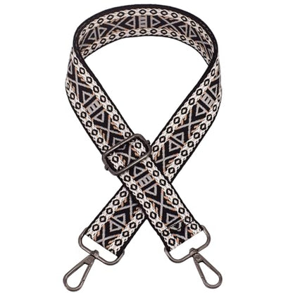 Replacement Purse Strap Shoulder Strap Adjustable Crossbody Strap for Women Crossbody Wide Shoulder Bag - color: Black Diamond-Black Metal