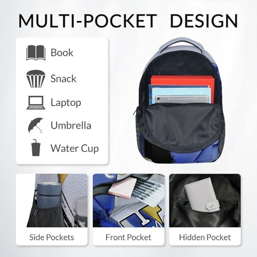 Mercuryelf Volleyball Backpack Set for Girls - Custom Kids School Bookbag with Lunch Box for Athlete Team - color: Blue