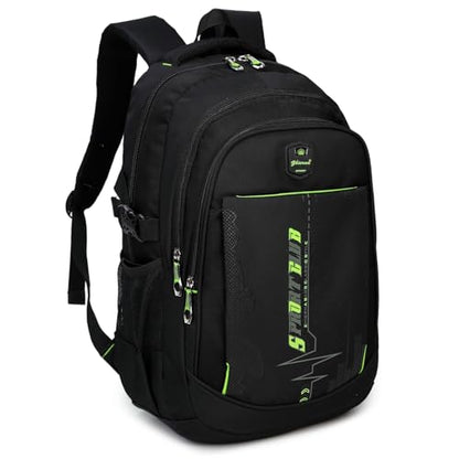 goldwheat School Backpack For Teen Boys, Lightweight Water-Resistant Boys Bookbag With Computer Compartment Fits 15.6" Laptop - color: Black-green