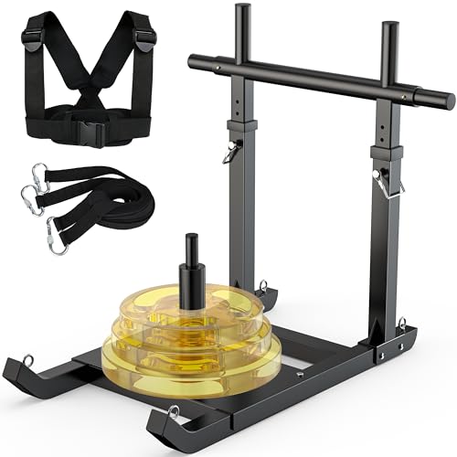 GanFindX Weight Sled, Workout Sled, Fitness Strength Training Sled for Athletic Exercise and Speed Improvement, Suitable for 1" and 2" Weight Plates - color: H-Bar Black